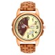 SMAEL Exclusive Series Quartz Movement Leather Strap Day & Date Gold Dial Analogue Men's Watch (CSM137)