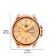 SMAEL Exclusive Series Quartz Movement Leather Strap Day & Date Gold Dial Analogue Men's Watch (CSM142)