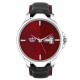 SMAEL Exclusive Series Quartz Movement Leather Strap Day & Date Red Dial Analogue Men's Watch (CSM147)