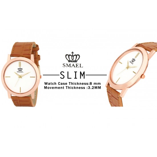 SMAEL CSM33 Premium SLIM SERIES White Dial IPS Rose Gold Slim Case Unisex Watch