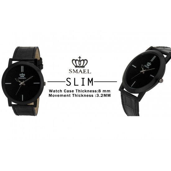 SMAEL CSM39 Premium SLIM SERIES Black Dial IPS Black Slim Case Unisex Watch