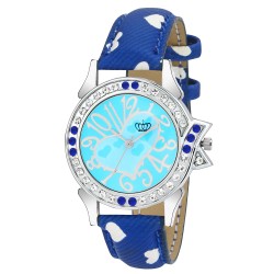 SMAEL Exclusive Series Quartz Movement Leather Strap Analogue Blue Dial Premium Women's and Girl's Wrist Watch (CSM47)