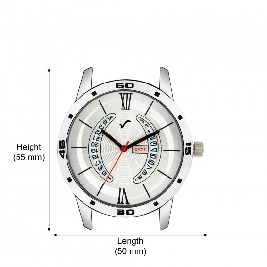 Wrightrack Exclusive Series Quartz Movement Analogue Stainless Steel Case White Dial Date Display Men's Watch (WTSM28)