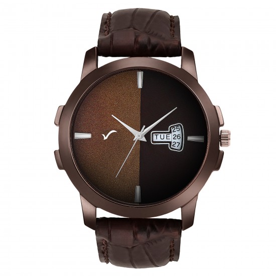 Wrightrack Exclusive Series Quartz Movement Leather Strap Day & Date Brown Dial Analogue Men's Watch (WTSM333)