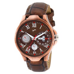 Wrightrack Exclusive Series Quartz Movement Day & Date Analogue Brown Dial Men's Watch (WTSM68)