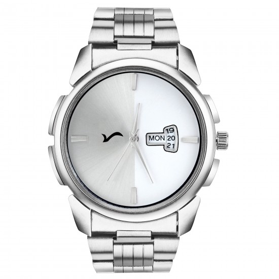 Wrightrack Exclusive Series Quartz Movement Stainless Steel Case Day & Date Silver Dial Analogue Men's Watch (WTSM73)
