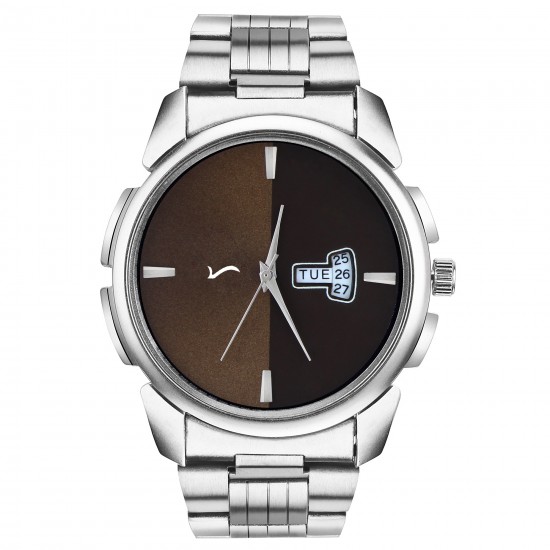 Wrightrack Exclusive Series Quartz Movement Stainless Steel Case Day & Date Brown Dial Analogue Men's Watch (WTSM74)