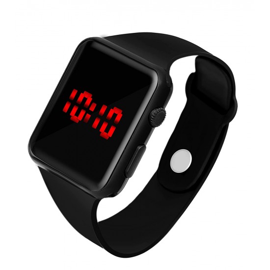 WRIGHTRACK New Generation Digital Square Black Dial Day Date Calendar Red LED Watch for Boys, Girls & Kids